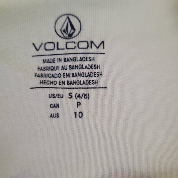 NWT VOLCOM T-Shirt Wmns Sz Small 4/6 Cotton Yellow Red Lips Pink Glitter Bubble - Picture 7 of 9